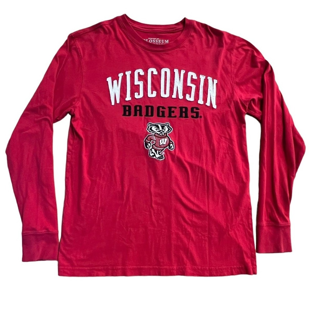Colosseum Wisconsin Badgers Shirt Mens Large‎ Red Long Sleeve NCAA Gameday Tee